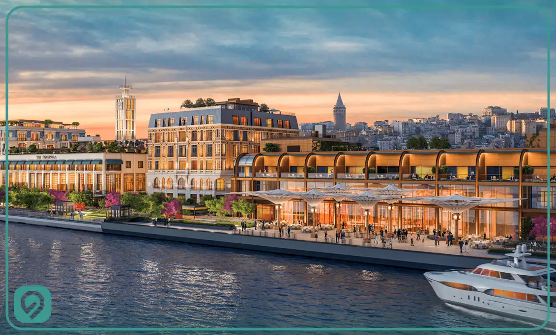 Galataport Istanbul. Galataport Istanbul Mall with a Cruise Ship